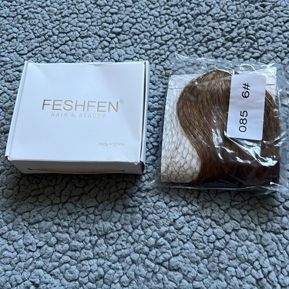 FESHFEN 100% Human Hair Clip In Bangs Blonde Mixed Brown - Picture 7 of 10